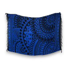 Charger l&#39;image dans la galerie, Sarong / pareo - Jupe portefeuille de plage - Mandala noir / bleu
