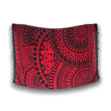Lade das Bild in den Galerie-Viewer, Sarong / Pareo - Strandbekleidungs-Wickelrock - Schwarz / rotes Mandala
