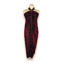 Charger l&#39;image dans la galerie, Sarong / pareo - Jupe portefeuille de plage - Mandala noir / rouge
