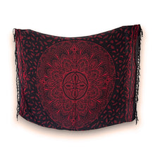 Charger l&#39;image dans la galerie, Sarong / pareo - Jupe portefeuille de plage - Mandala noir / rouge
