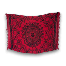 Charger l&#39;image dans la galerie, Sarong / pareo - Jupe portefeuille de plage - Mandala rouge / noir
