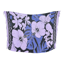 Charger l'image dans la galerie, Sarong / pareo - Beachwear wrap skirt - Purple / black flower
