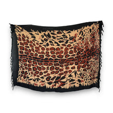 Lade das Bild in den Galerie-Viewer, Sarong / Pareo - Strandbekleidungs-Wickelrock - Leopard Schwarz
