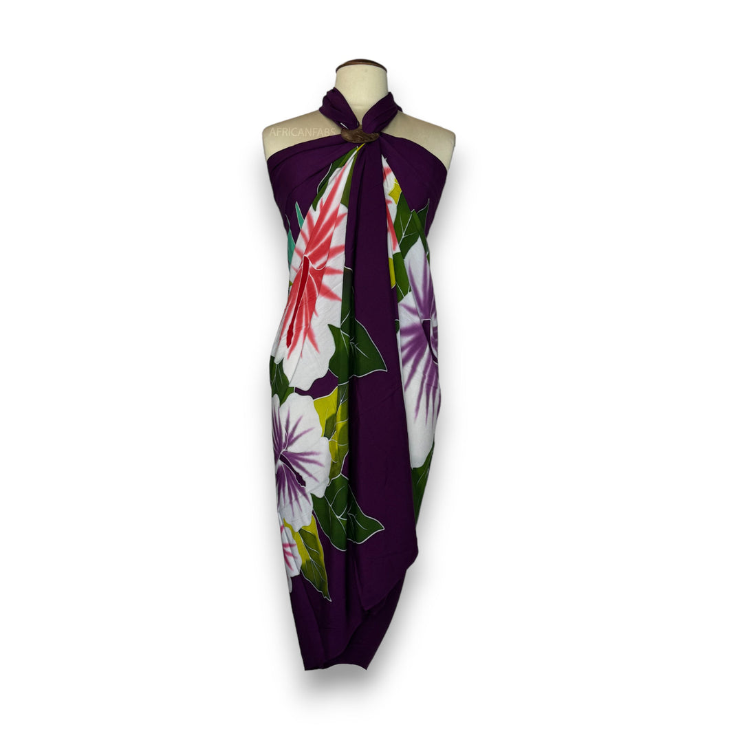 Handbemalter Sarong / Pareo - Strandbekleidungs-Wickelrock - Lila