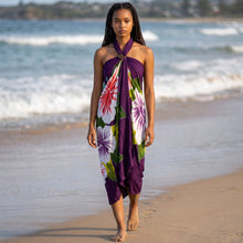 Afbeelding in Gallery-weergave laden, Handgeschilderde Sarong / pareo - Strandkleding wikkelrok - Paars
