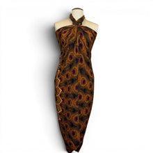 Charger l'image dans la galerie, Sarong / pareo - Beachwear wrap skirt - Brown Orange Peacock Sunset
