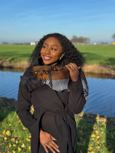 Load image into Gallery viewer, African print Winter scarf Unisex - Slim model - Orange tribal patterns
