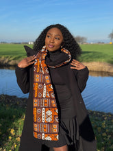 Load image into Gallery viewer, African print Winter scarf Unisex - Slim model - Brown Patterns Bogolan
