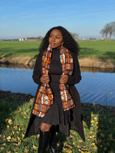 Load image into Gallery viewer, African print Winter scarf Unisex - Slim model - Brown Patterns Bogolan
