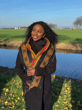 Load image into Gallery viewer, African print Winter scarf Unisex - Slim model - Black Pan African Kente
