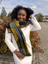 Charger l&#39;image dans la galerie, African print Winter scarf Unisex - Slim model - Green Circle
