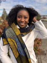 Charger l&#39;image dans la galerie, African print Winter scarf Unisex - Slim model - Green Circle
