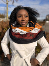 Charger l&#39;image dans la galerie, African print Winter scarf Unisex - Slim model - Brown Bogolan Symbols

