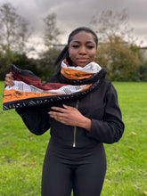 Charger l&#39;image dans la galerie, African print Winter scarf Unisex - Slim model - Brown Bogolan Symbols
