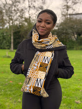 Charger l&#39;image dans la galerie, African print Winter scarf Unisex - Slim model - Sand Bogolan Mosaic
