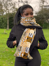 Charger l&#39;image dans la galerie, African print Winter scarf Unisex - Slim model - Sand Bogolan Mosaic
