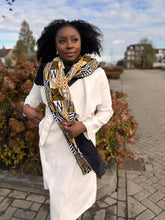 Charger l&#39;image dans la galerie, African print Winter scarf Unisex - Slim model - Sand Bogolan Mosaic
