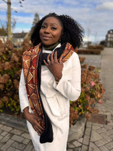 Charger l&#39;image dans la galerie, African print Winter scarf Unisex - Slim model - Brown African Prism
