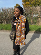 Load image into Gallery viewer, African print Winter scarf Unisex - Slim model - Orange Feather
