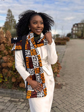 Charger l&#39;image dans la galerie, African print Winter scarf Unisex - Slim model - Brown Kuba Blocks

