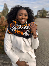 Charger l&#39;image dans la galerie, African print Winter scarf Unisex - Slim model - Brown Kuba Blocks
