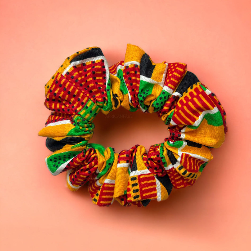 Scrunchie imprimé africain - Accessoires cheveux - Kente Vert / jaune