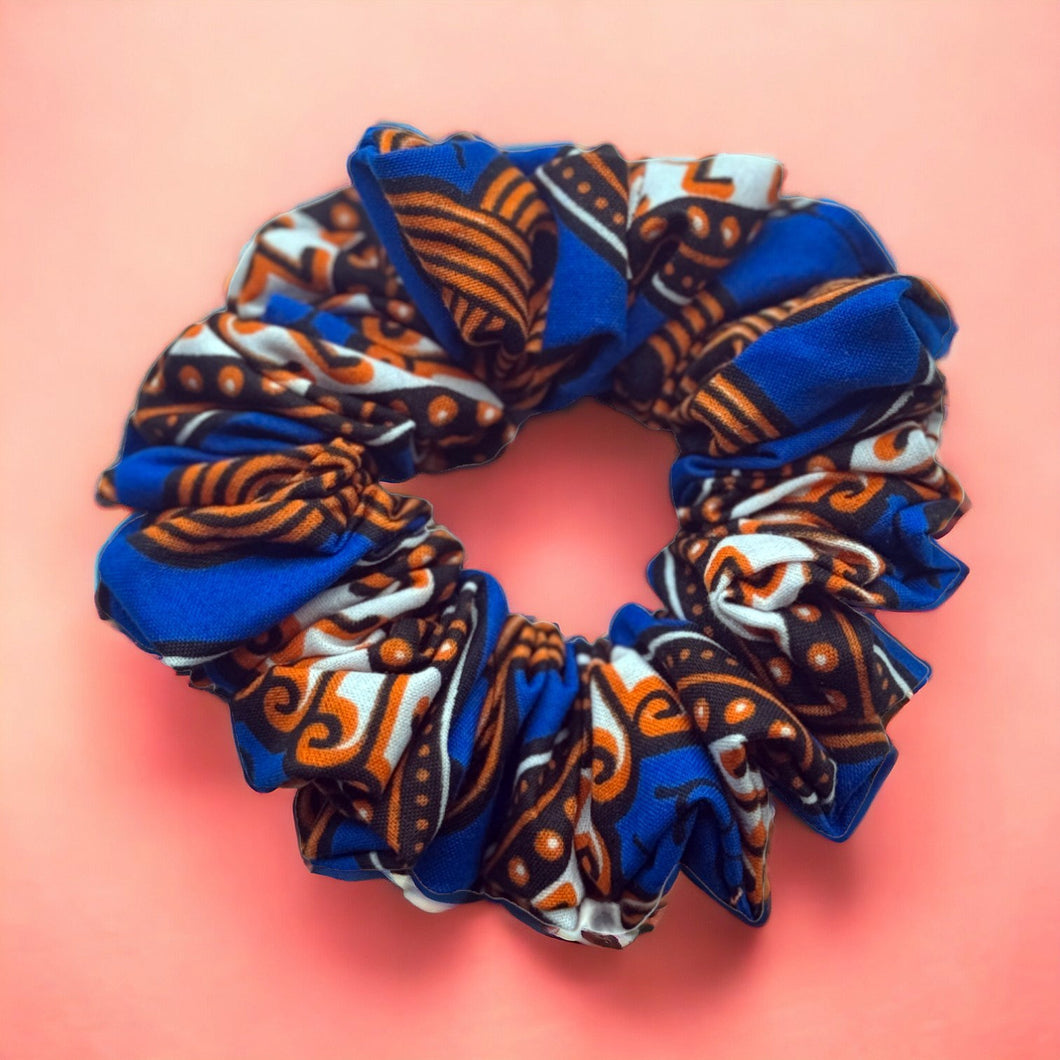 Chouchou imprimé africain - Accessoires pour cheveux - Bleu