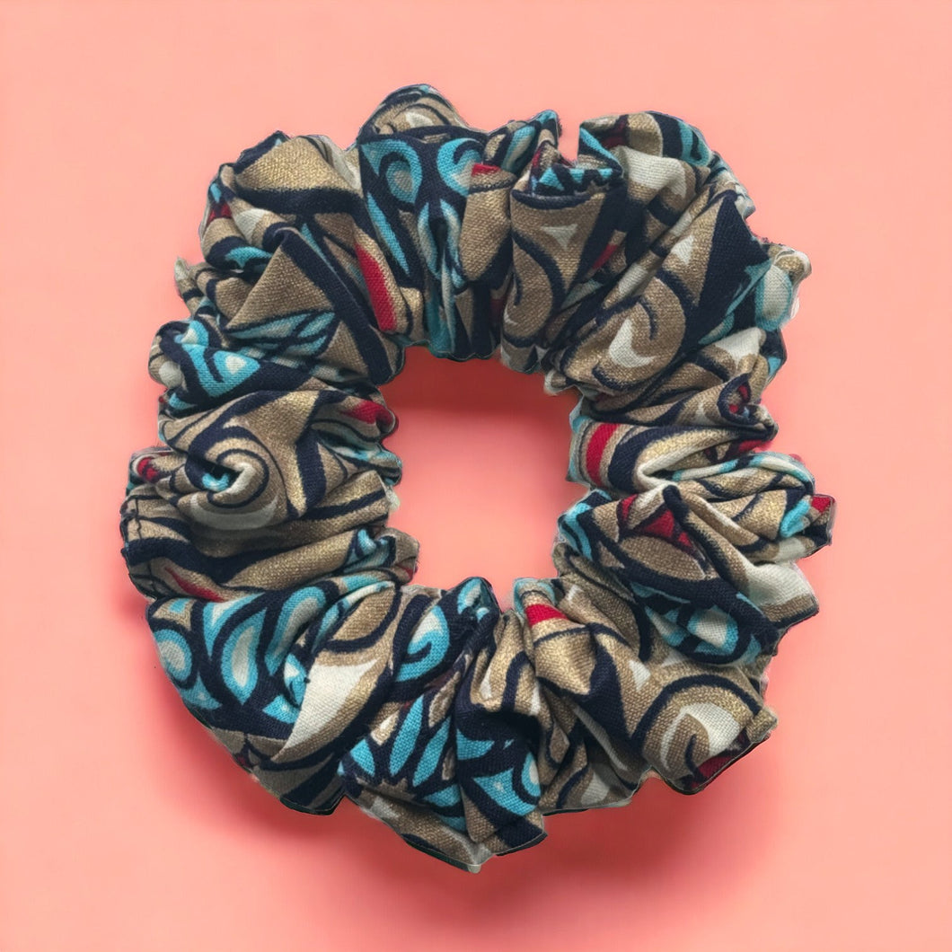 Scrunchie imprimé africain - Accessoires pour cheveux - Or