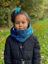 Load image into Gallery viewer, African print Turtleneck Winter scarf for Kids Unisex - Blue rings
