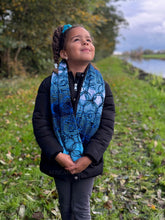 Load image into Gallery viewer, African print Turtleneck Winter scarf for Kids Unisex - Blue rings
