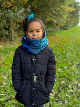 Load image into Gallery viewer, African print Turtleneck Winter scarf for Kids Unisex - Blue rings
