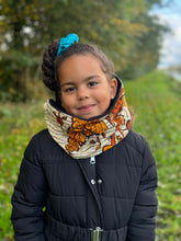 Load image into Gallery viewer, African print Turtleneck Winter scarf for Kids Unisex - Orange Garden
