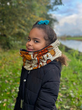 Load image into Gallery viewer, African print Turtleneck Winter scarf for Kids Unisex - Orange Garden

