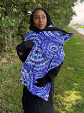 Load image into Gallery viewer, African print Winter scarf for Adults Unisex - Blue Tie Dye
