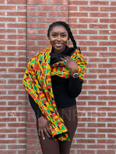 Afbeelding in Gallery-weergave laden, African print Winter scarf for Adults Unisex - Yellow / Green Kente
