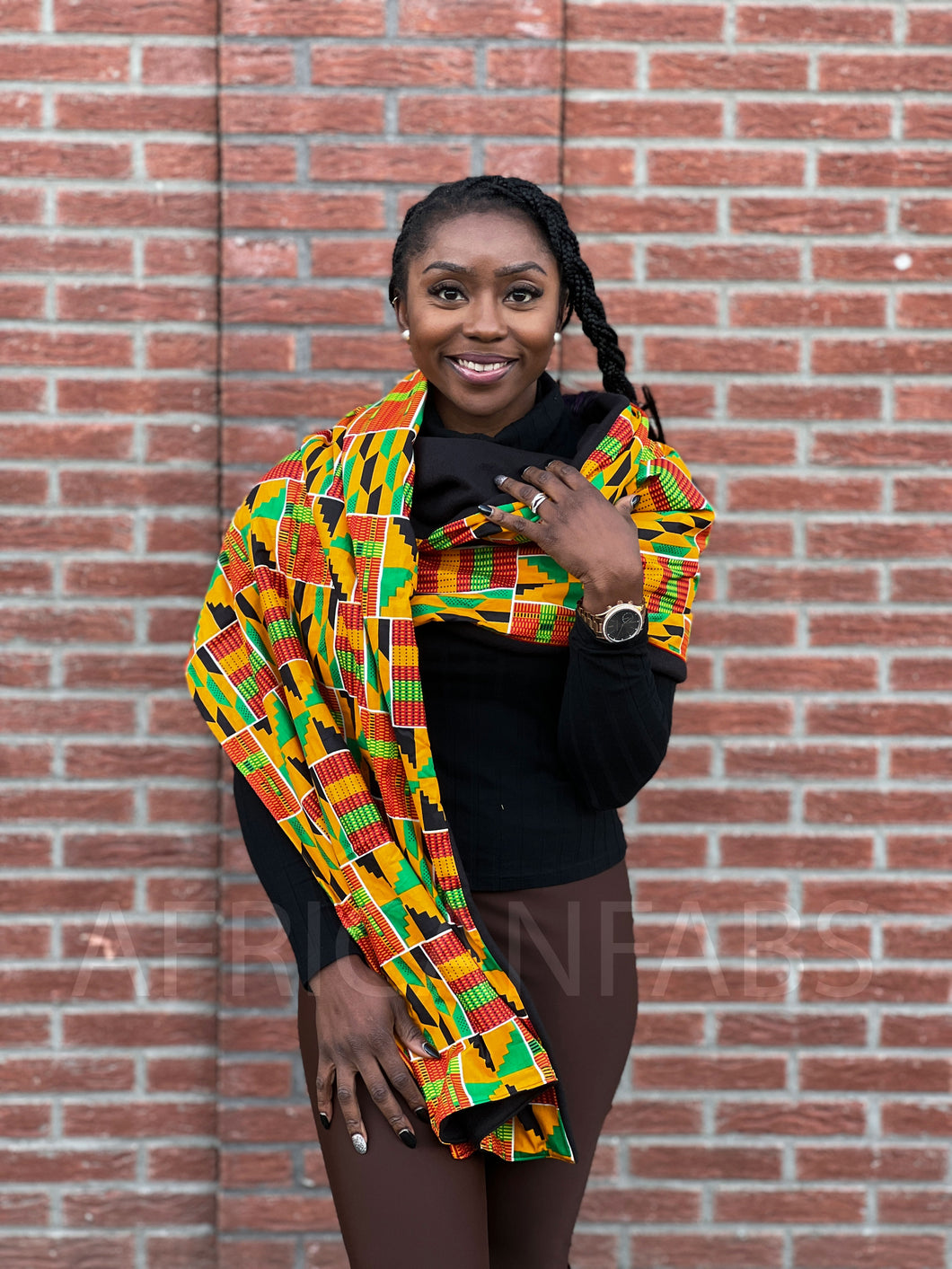 Afrikaanse print Wintersjaal voor volwassenen Unisex - Geel / Groen Kente