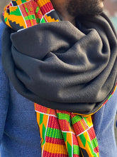 Load image into Gallery viewer, African print Winter scarf for Adults Unisex - Yellow / Green Kente
