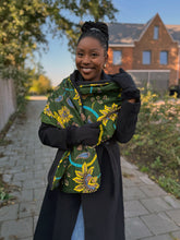 Load image into Gallery viewer, African print Winter scarf for Adults Unisex - Dark Green Botanical Flow

