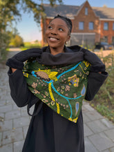 Load image into Gallery viewer, African print Winter scarf for Adults Unisex - Dark Green Botanical Flow
