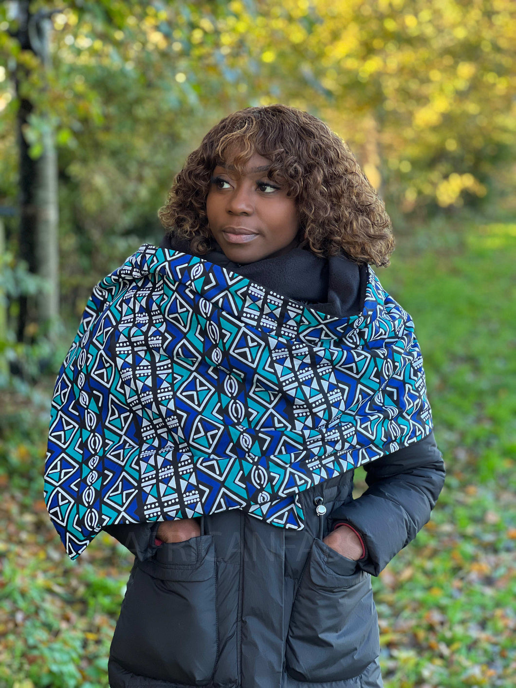 Afrikaanse print Wintersjaal voor volwassenen Unisex - Blauw / Turquoise Bogolan
