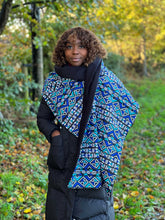 Load image into Gallery viewer, African print Winter scarf for Adults Unisex - Blue / Turquoise Bogolan
