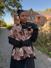 Load image into Gallery viewer, African print Winter scarf for Adults Unisex - Brown Bogolan Mosaic
