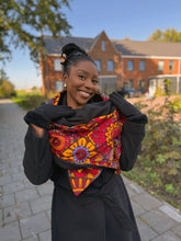 Load image into Gallery viewer, African print Winter scarf for Adults Unisex - Red Mandala Patchwork
