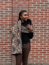 Charger l&#39;image dans la galerie, African print Winter scarf for Adults Unisex - Brown flowervision
