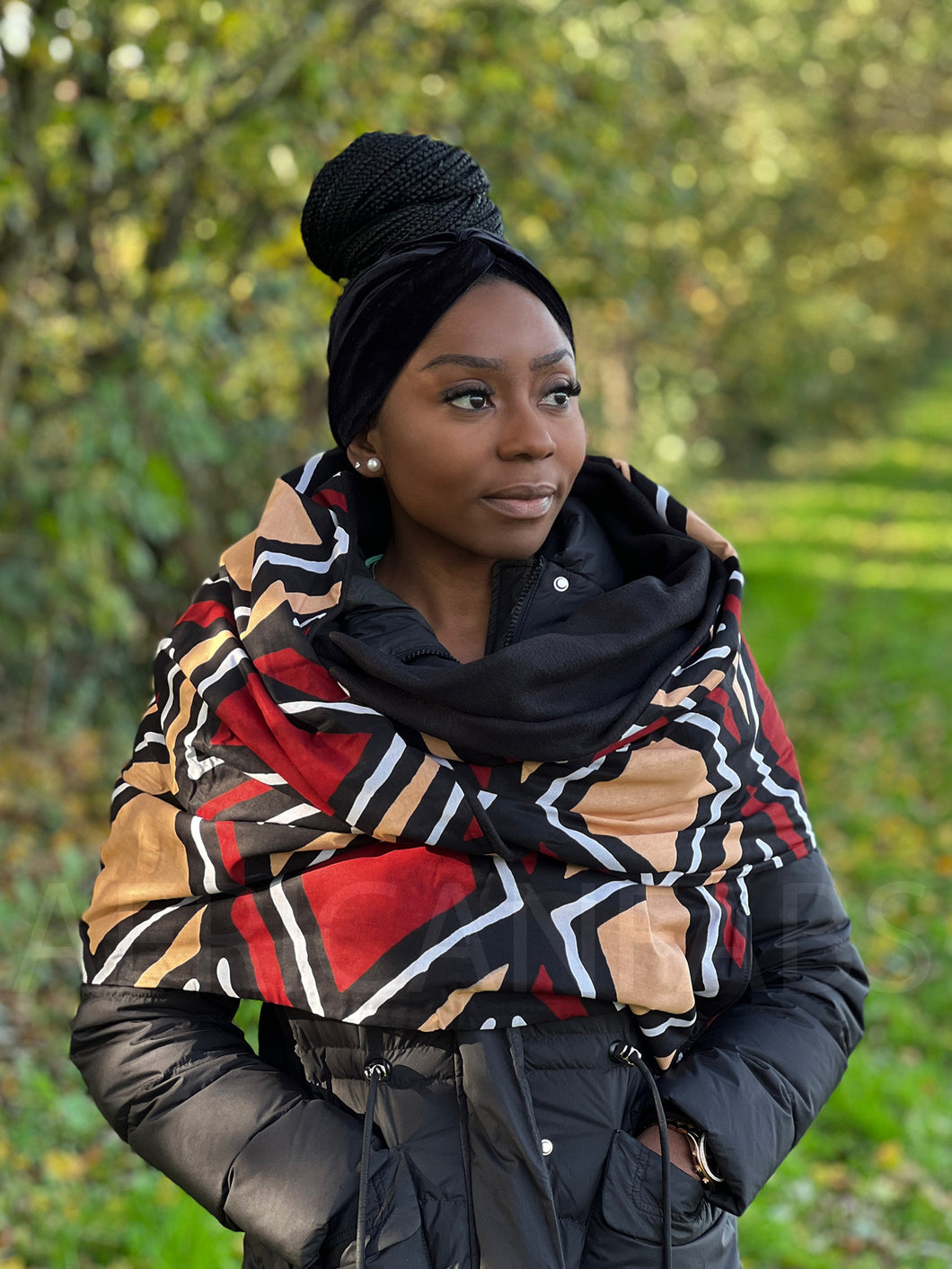 African print Winter scarf for Adults Unisex - Bogolan