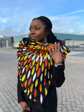 Load image into Gallery viewer, African print Winter scarf for Adults Unisex - Black / red sunburst
