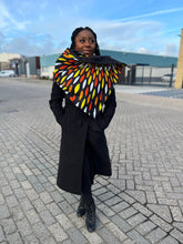 Load image into Gallery viewer, African print Winter scarf for Adults Unisex - Black / red sunburst
