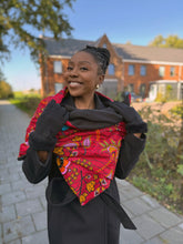 Load image into Gallery viewer, African print Winter scarf for Adults Unisex - Red Botanical Flow
