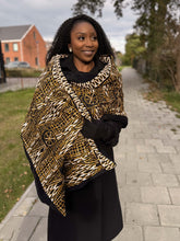 Charger l&#39;image dans la galerie, African print Winter scarf for Adults Unisex - Black Yellow Ndop Cameroon
