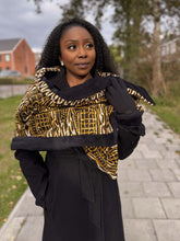 Charger l&#39;image dans la galerie, African print Winter scarf for Adults Unisex - Black Yellow Ndop Cameroon
